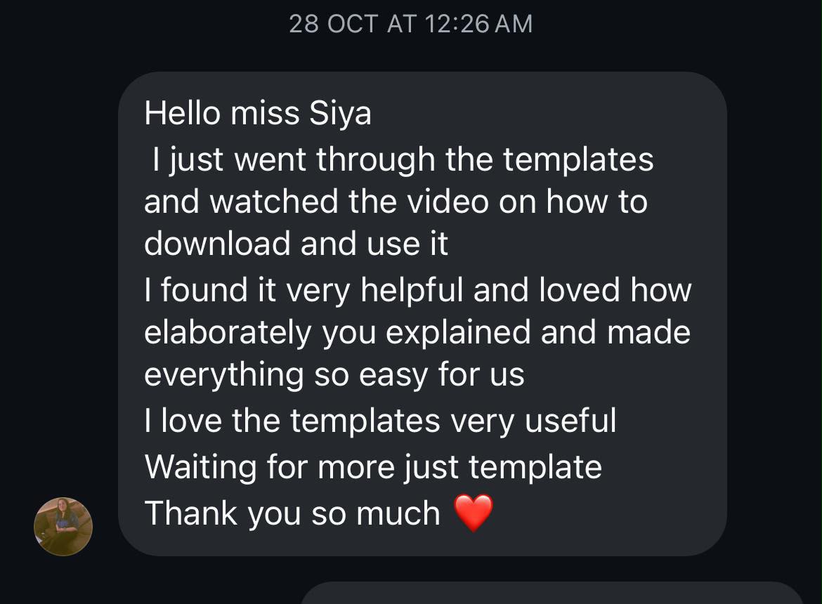 Client message about the templates and video