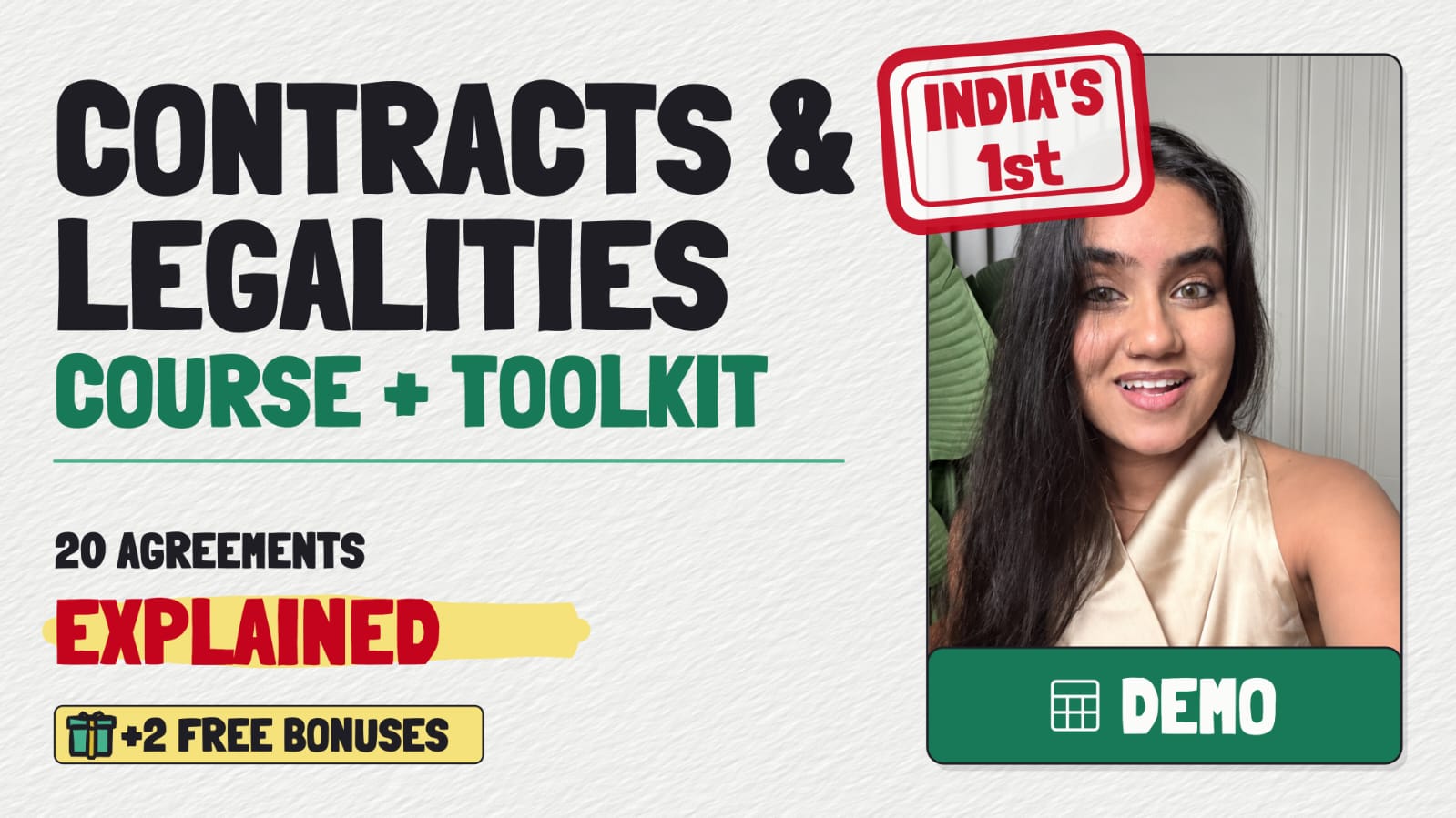 Siya Agrawal teaching Contracts and Legalities